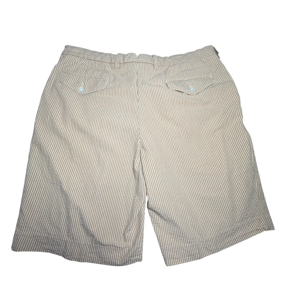 Polo Ralph Lauren Seersucker‎ Shorts Mens 38 Tan White Striped Excellent Cotton